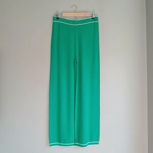 NWOT Amanda Uprichard Euclid Argyle Knit Sweater Pants In Kelly Green Jungle
